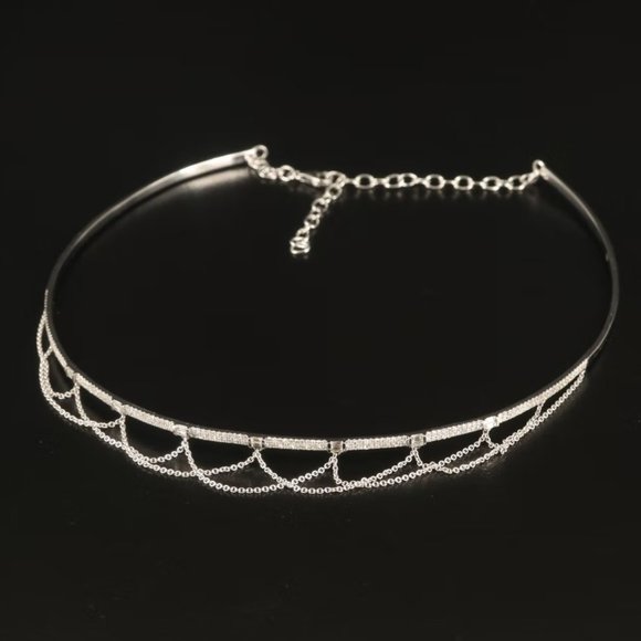 $6750 / ITALY / NEW / 14K Gold 1.25 CT Diamond Festoon choker Necklace / Luxury - Picture 1 of 5